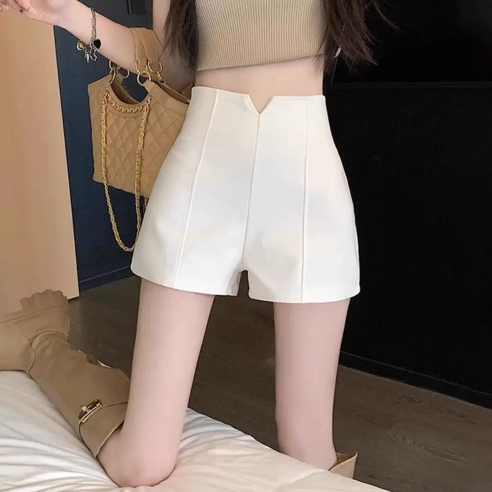 Pantalones cortos acampanados ajustados a la moda, traje de Color sólido de cintura alta, pantalones cortos calientes, pantalones elegantes Y2K, pantalones cortos de verano para mujer y niña