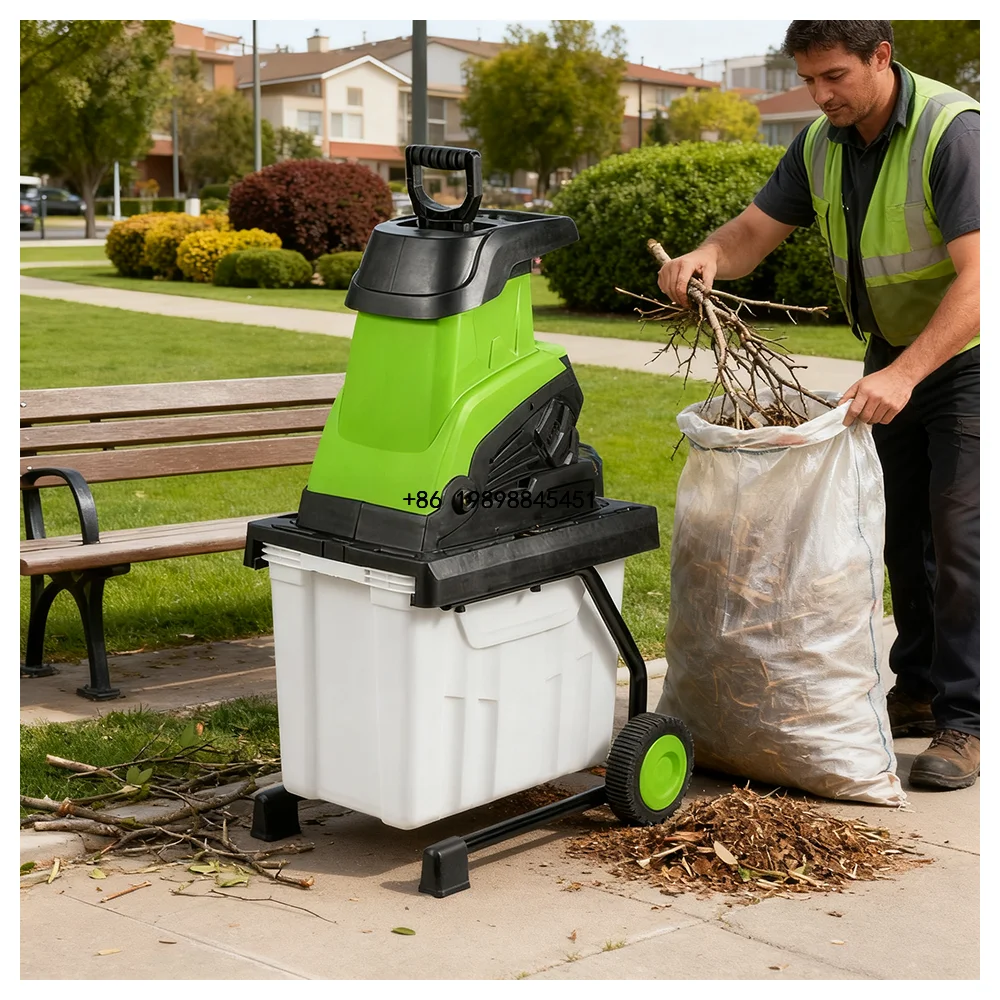 2500WGarden Shredder Silent 45mm Branch Cutter with 60L Bin Grade Mulcher for Home Gardens