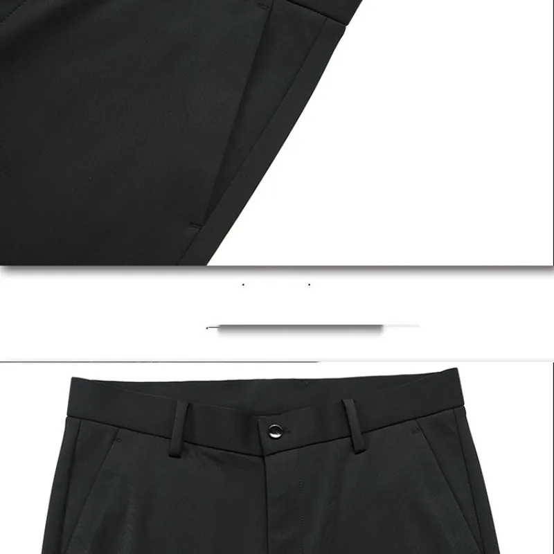 Pantalon droit taille haute pour homme, fermeture éclair boutonnée, poche monochrome, mode décontractée, vêtements de bureau formels, printemps et automne