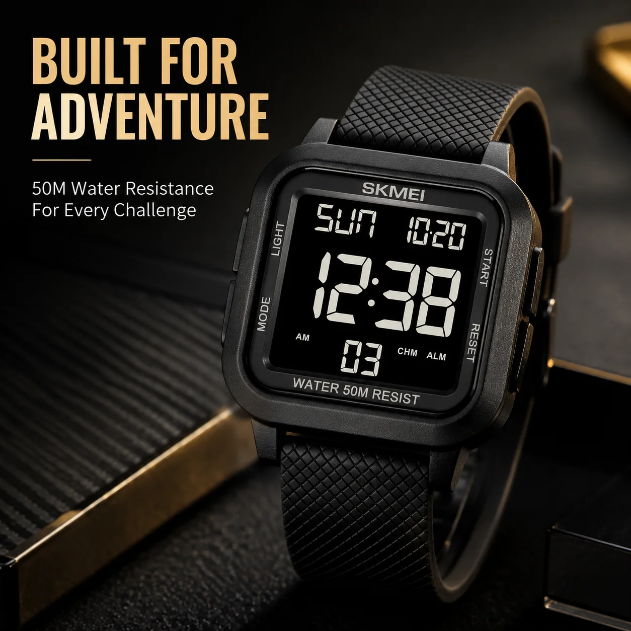 SKMEI Japan Digital Movement Watch Men's Stopwatch Countdown LED Light 5Bar Waterproof Wristwatches Date Clock Reloj Hombre 1894