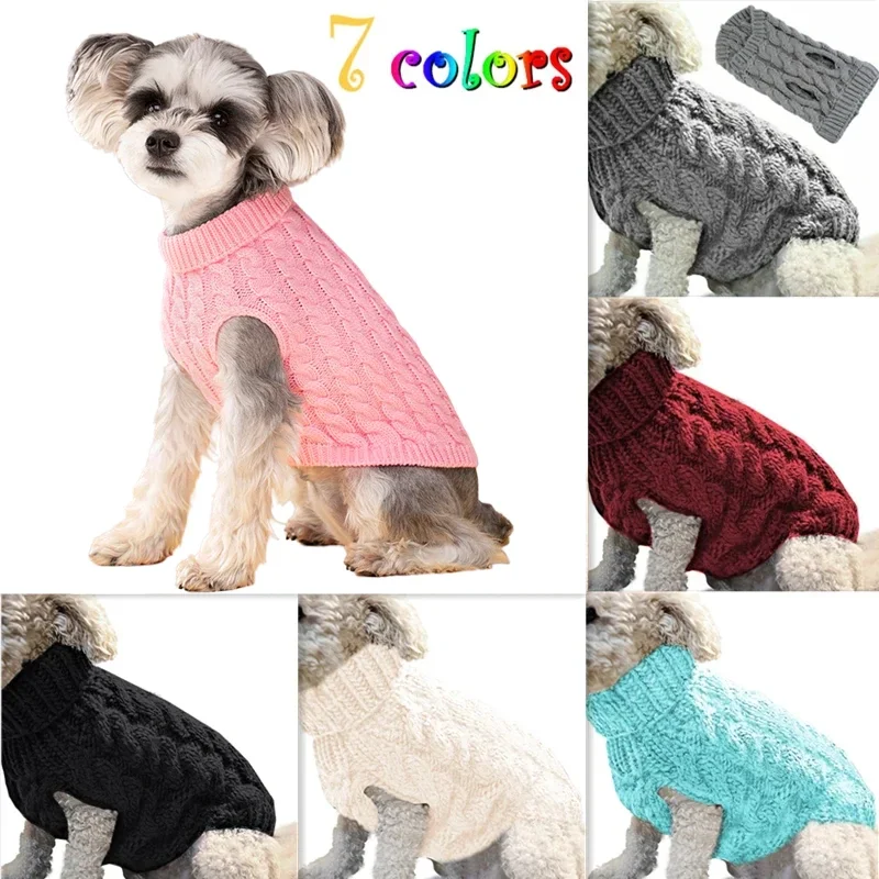 Warm Dog Cat Sweater Clothing Winter Turtleneck Knitted Pet Cat Puppy Clothes Costume For Small Dogs Cats Chihuahua Outfit Vest