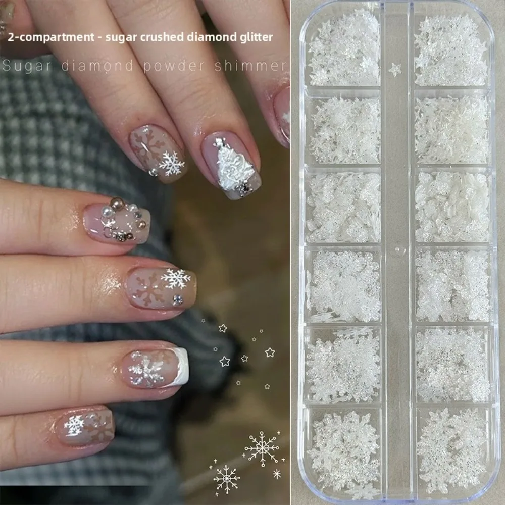 Paillettes de Noël en forme de flocon de neige, sequins blancs étincelants, flocons de neige en forme d'étoile pour manucure DIY, accessoires pour nail art