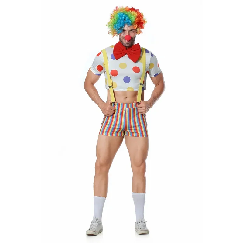 

Halloween Carnival Party Funny Joker Cosplay Costume Stage Performance Circus Naughty Clown Harlequin Magician Fancy Dress