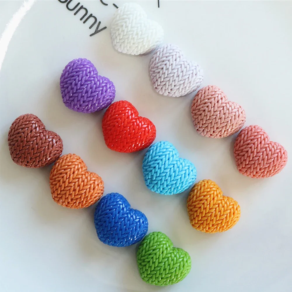 Miniatura Resina Plana Voltar Cabochões, Brilhante Série Coração De Malha, Hairpin Scrapbooking, DIY Home Decor, Acessórios Artesanais, 10Pcs
