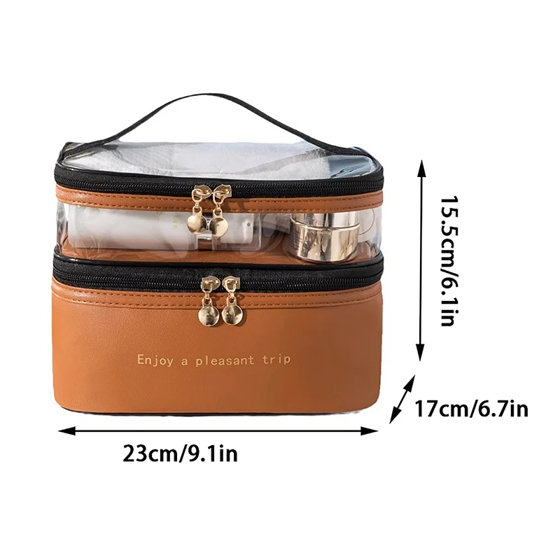 2024 Waterproof PVC Women Cosmetic Bag Portable Traveling Leather Toiletries Big Capacity Travel Makeup Organizer