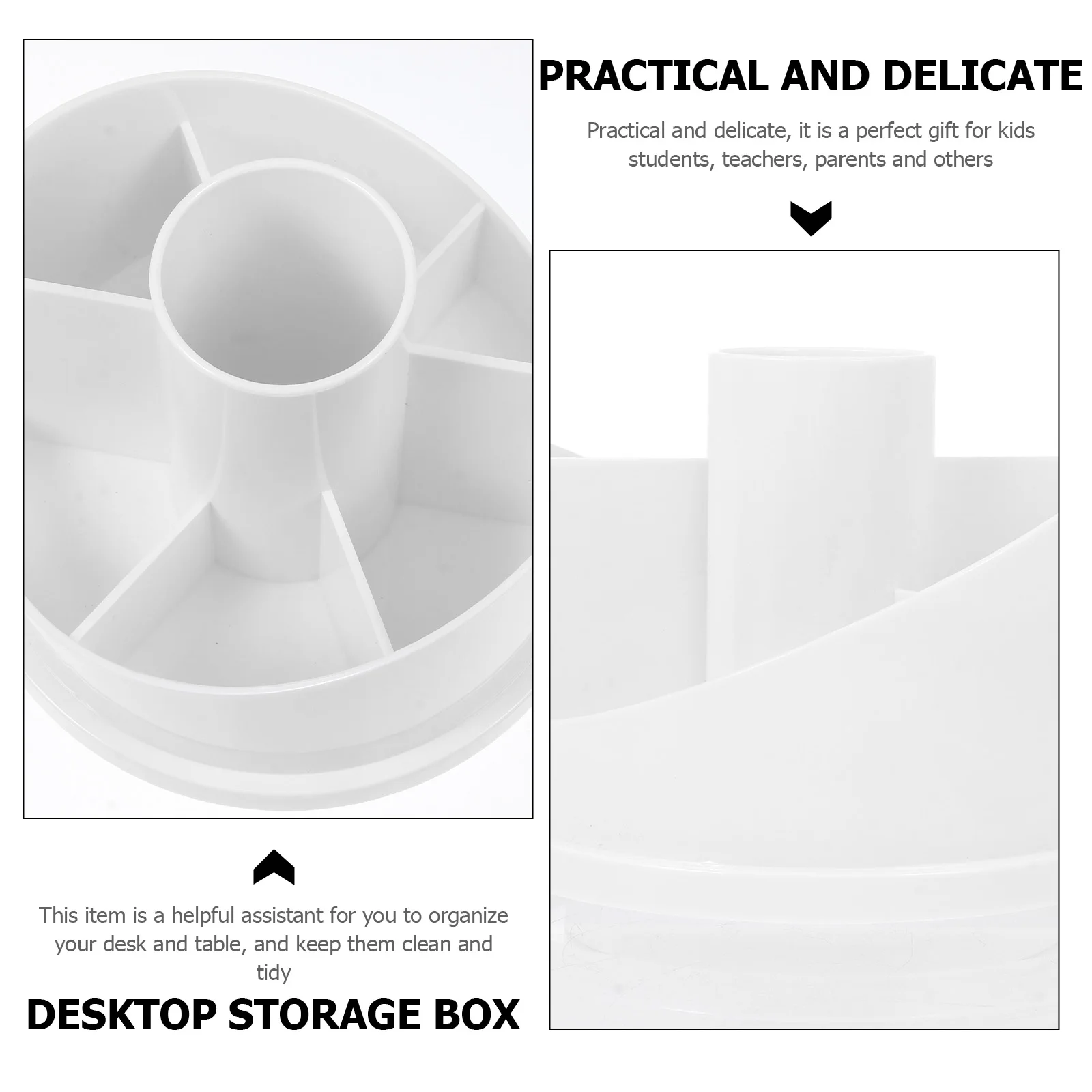 

1pc Rotatory Brush Cylinder Household Storage Box Makeup Tools Container Desktop Pen Pencil Holder Multiple Grids Box