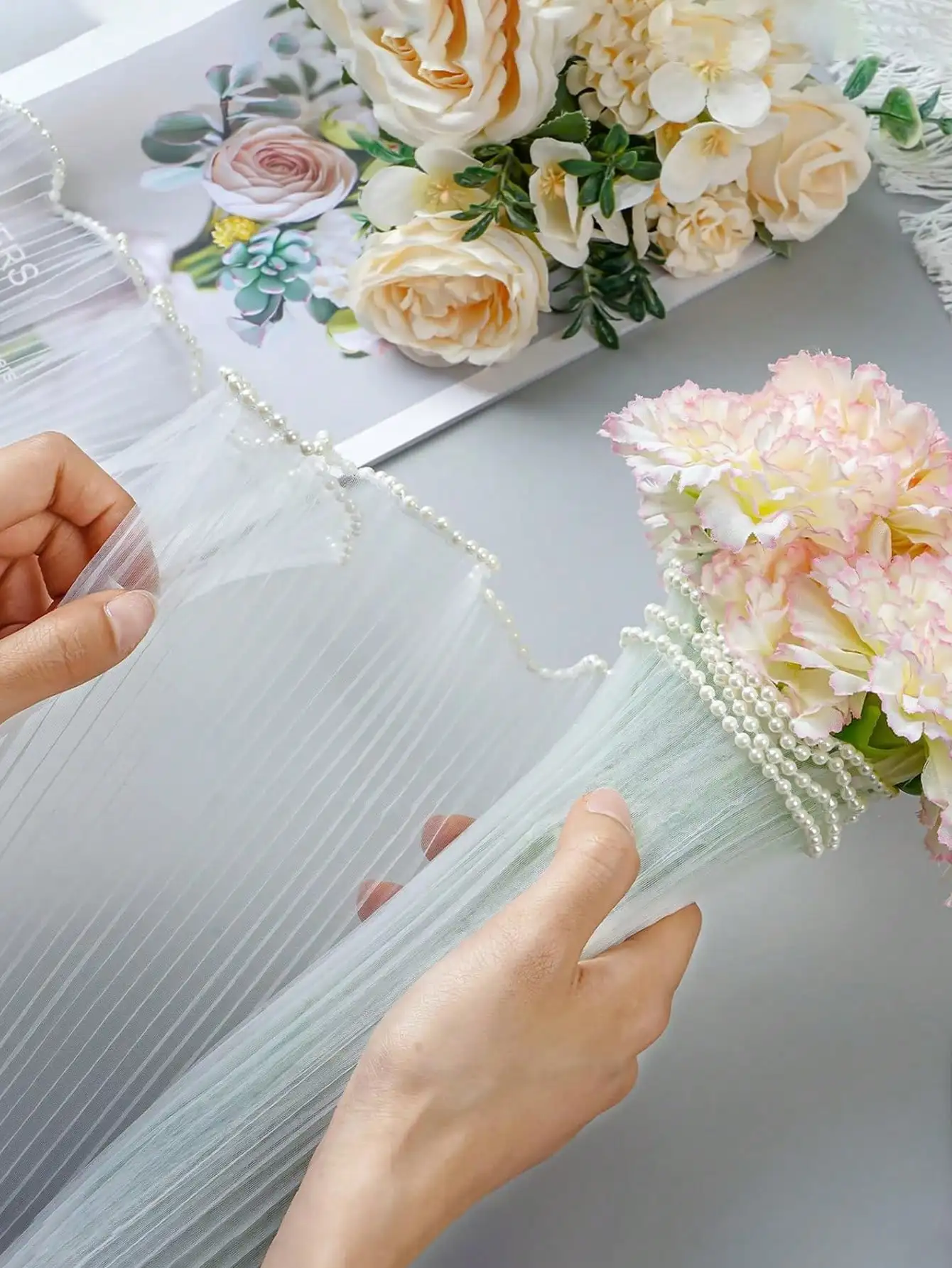 Pearl Flower Wrapping Mesh 6