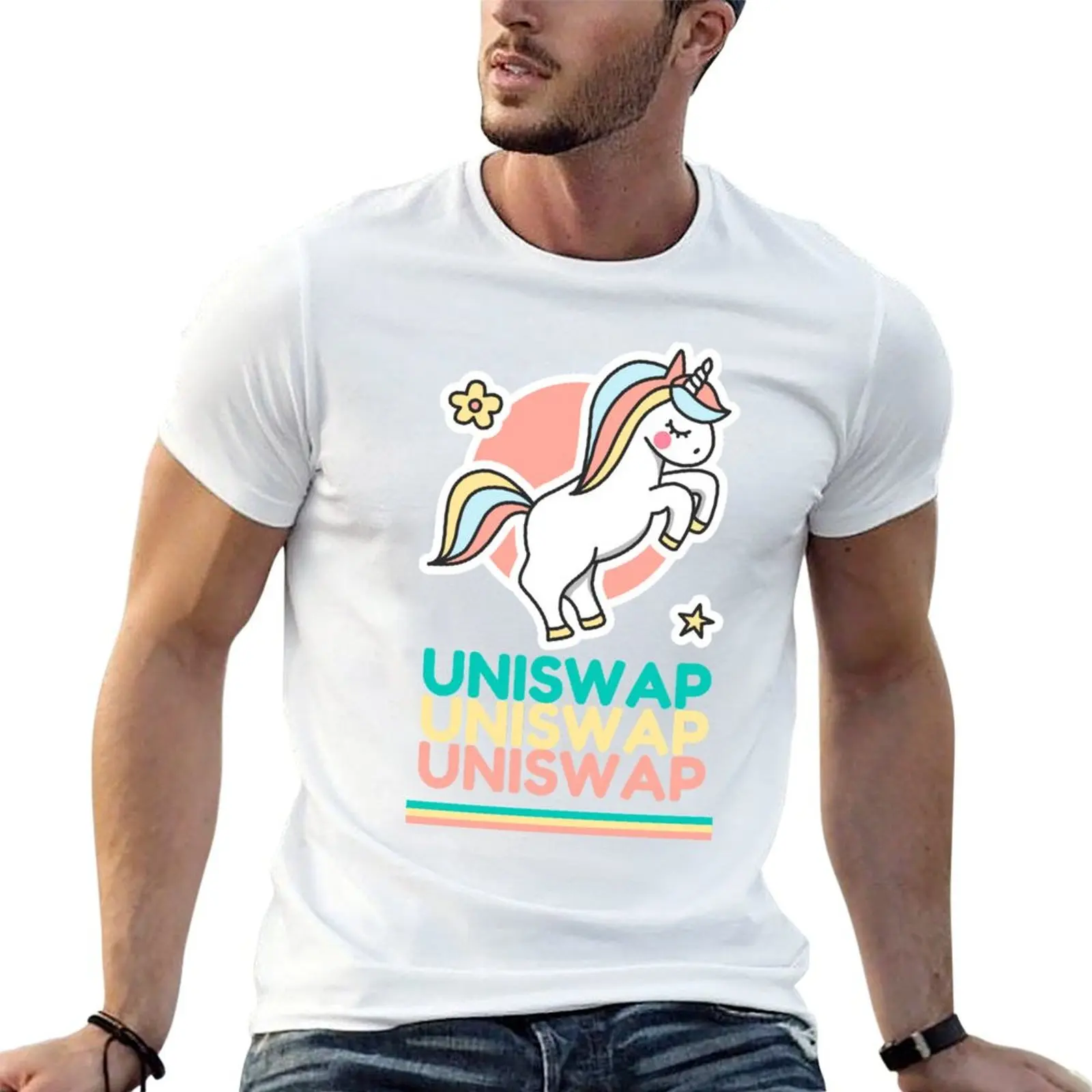 

Uniswap UNI Cryptocurrency Unicorn T-Shirt t shirts for man cotton graphic t shirts for man T-Shirt