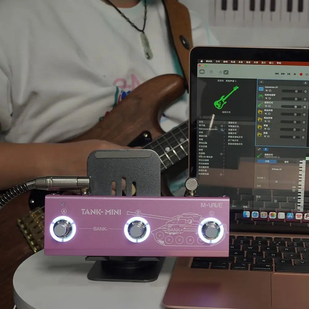 دواسة جيتار صغيرة متعددة التأثيرات من M vave Tank، تدعم تسجيل الأشعة تحت الحمراء وOTG، الكابينة، أمبير، وضع، FX، دواسة تأثيرات قابلة لإعادة الشحن
