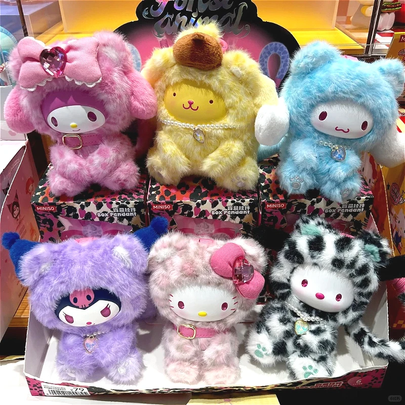 Image of Original Miniso Sanrio Waldtiere Serie Blindbox Kuromi Melody Kitty Plüsch Mystery Box Spielzeug Niedliche Überraschungstasche Anhänger Geschenke