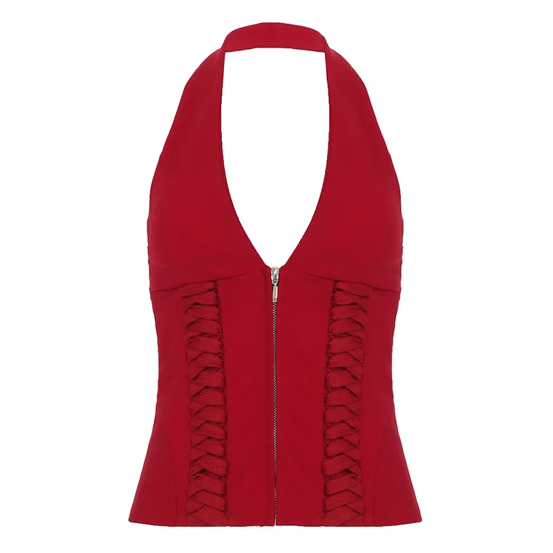 

Summer New Product: Strap Vest, Spicy Girl, Sexy Waist Cinching, V-neck Hanging Neck, Backless Top