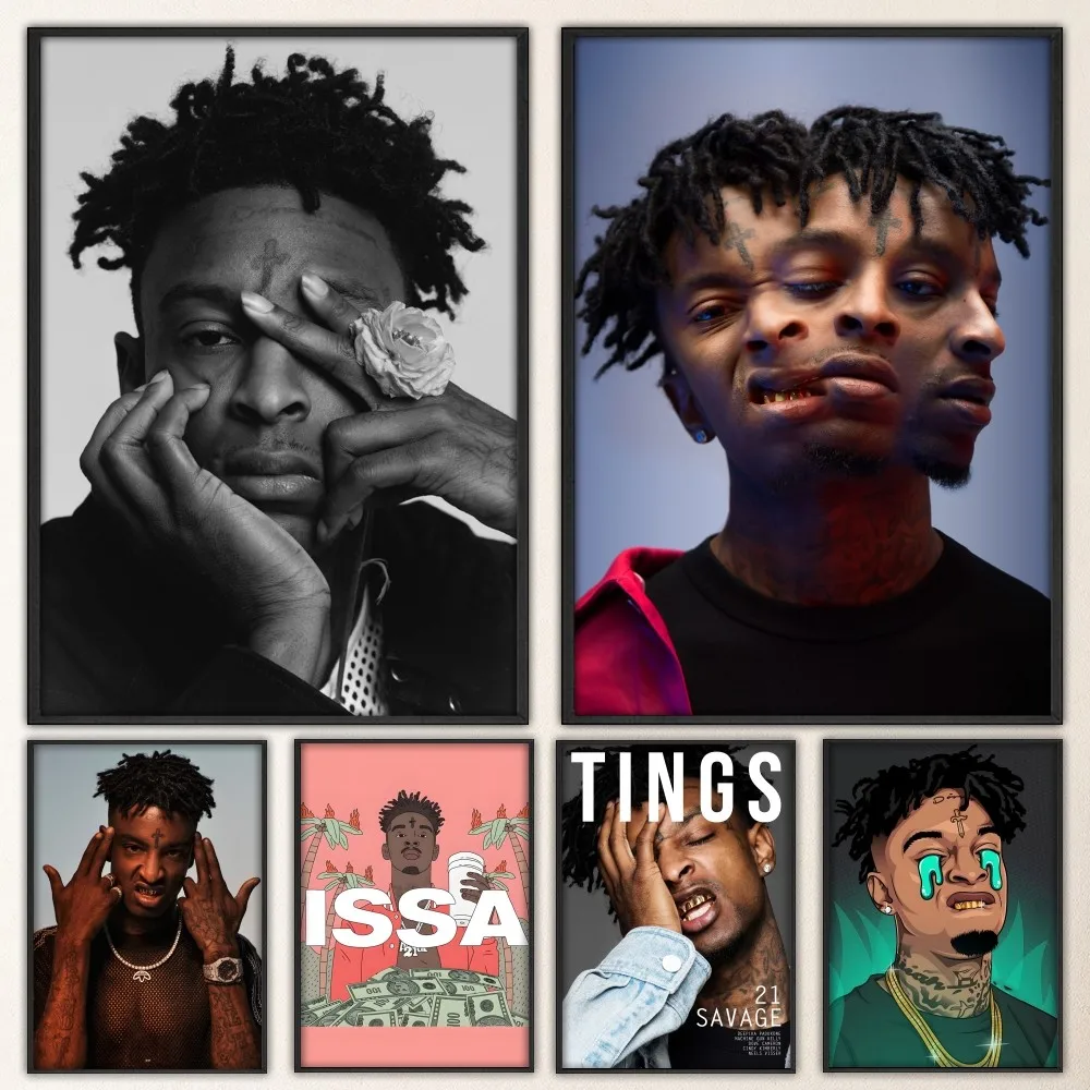 21 Savage Rapper Poster Prints Poster Wall Painting Bedroom Living Room Wall Bar Restaurant Sticker Large