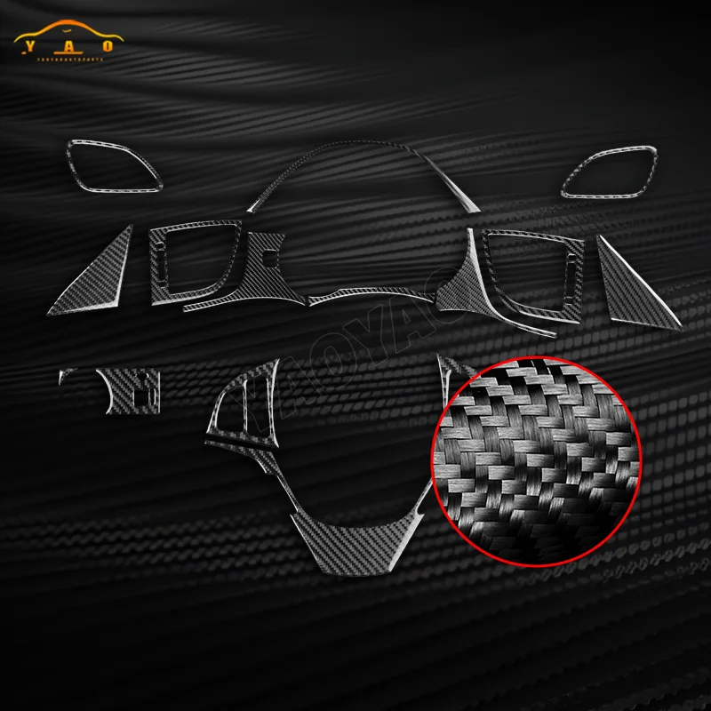 ملصق سيارة لشركة هيونداي جينيسيس كوبيه 2013-2016 ألياف الكربون عجلة القيادة لوحة أزرار مجموعة غطاء الكسوة اكسسوارات السيارات #5