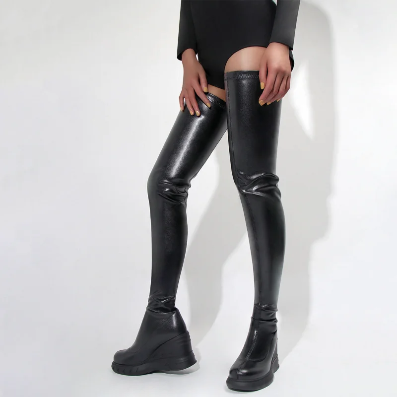 Women's thigh-high bootsCross-Border Foreign Trade Autumn and Winter Wedge plus Size Sexy over-the-Knee Stretch Boots