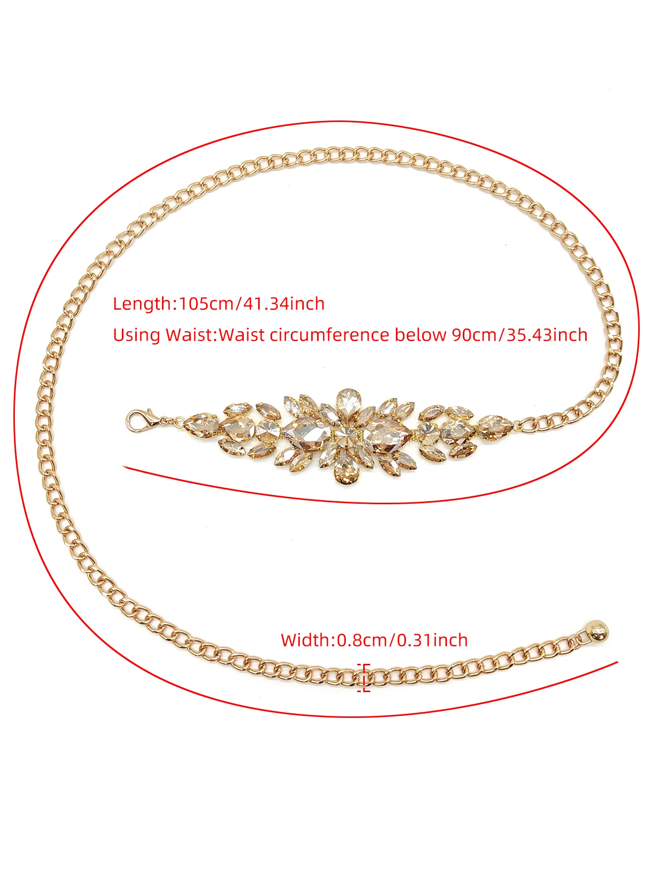 A women's rhinestone inlaid chain waistband with a premium gold waistchain corset waist belt apparel accessories cinto feminino