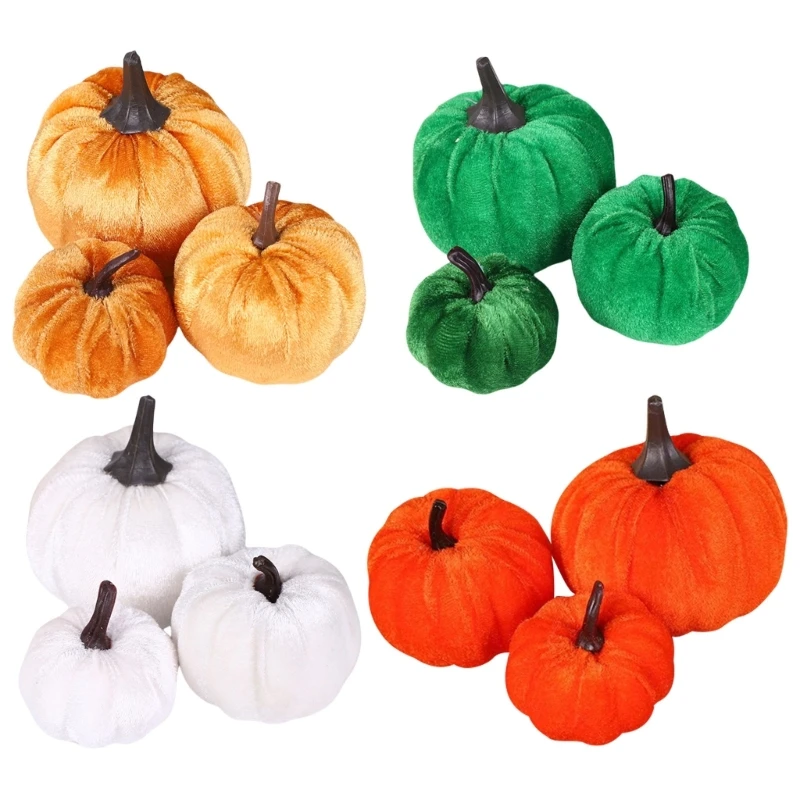 

12Pieces Realistic Artificial Pumpkin Kits Velvets Texture Fruit Decoration for Indoor/Outdoor Halloween Drop shipping