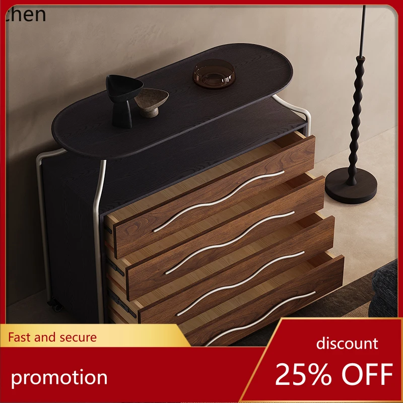 

CZ Vintage Style Living Room Solid Wood Four-Drawer Cabinet Dining Room Simple Sideboard Mobile Bedroom Drawer Cabinet