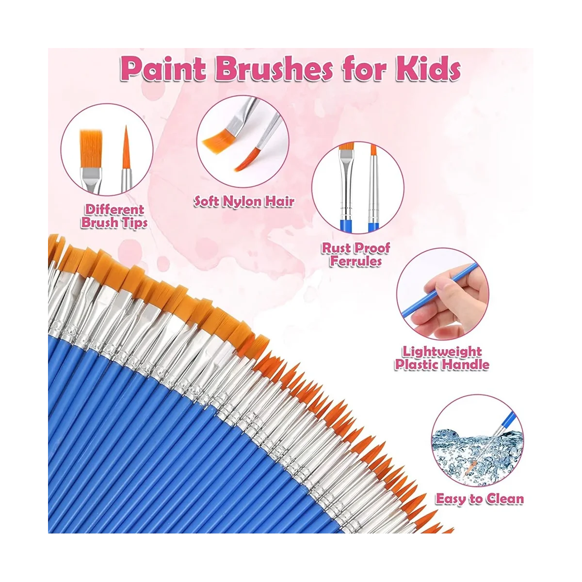 Pequeno Pincel para Crianças, Pincéis com Pontas Lisas e Finas, Óleo Acrílico Aquarela Prego Corporal, Sala de Aula, 126Pcs