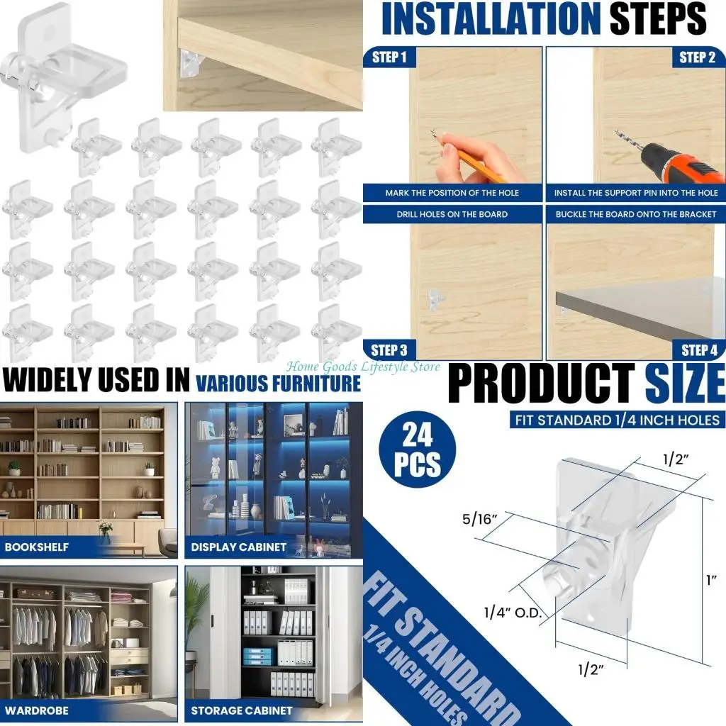 E74E Cabinet Shelf Pegs Shelf Support Pegs Clear Shelf Supports Pin Shelf Holder Pin