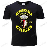 man crew neck teeshirt New popular Satudarah Mc World Maluku Motorcycle Mens T-shirt Adult Mens Cool Printed T Shirt bigger size