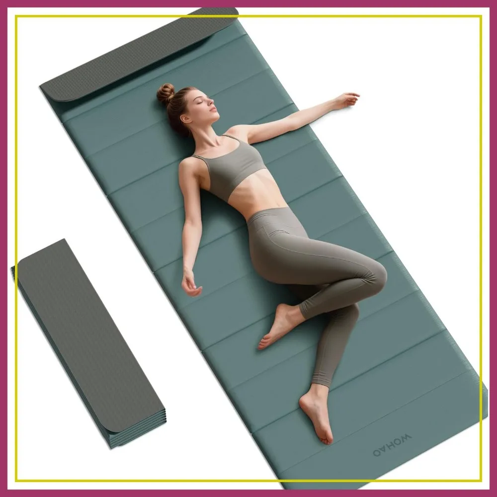 

12-Fold Yoga Mat 75x26x0.4 Inches Non-Slip Compact for Pilates Strength Training Meditation