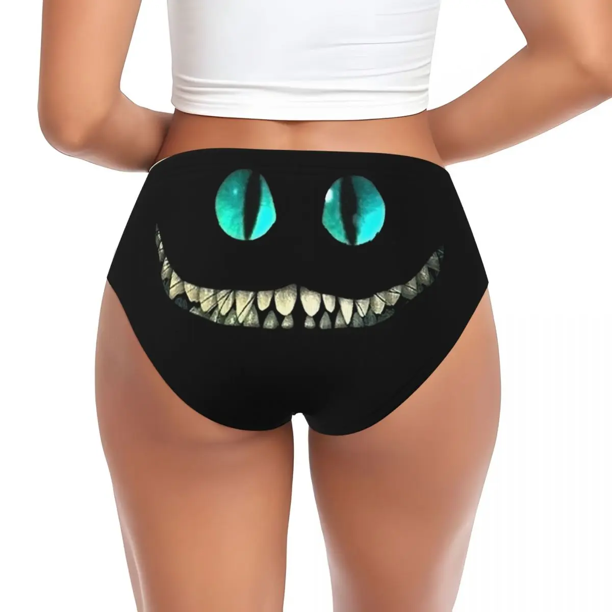 Custom Cheshire Cat Face Brief Panties Womens Stretch Alice In Wonderland Underwear