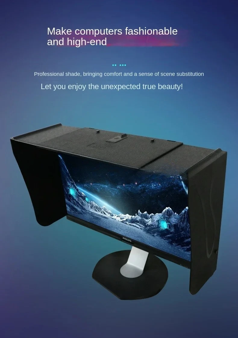 

Computer Monitor Hood Desktop 17-27-Inch 41-66cm Width Sun Visor Printing And Repairing Design