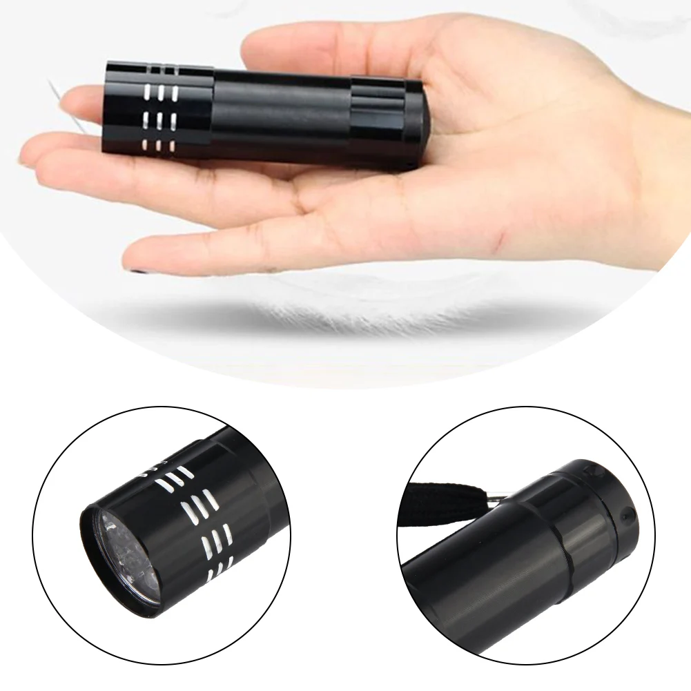 9 LED Mini Ultraviolet Torch Waterproof 395nm Handheld Ultraviolet Detector Portable for Fluorescent Agent/ Currency Test