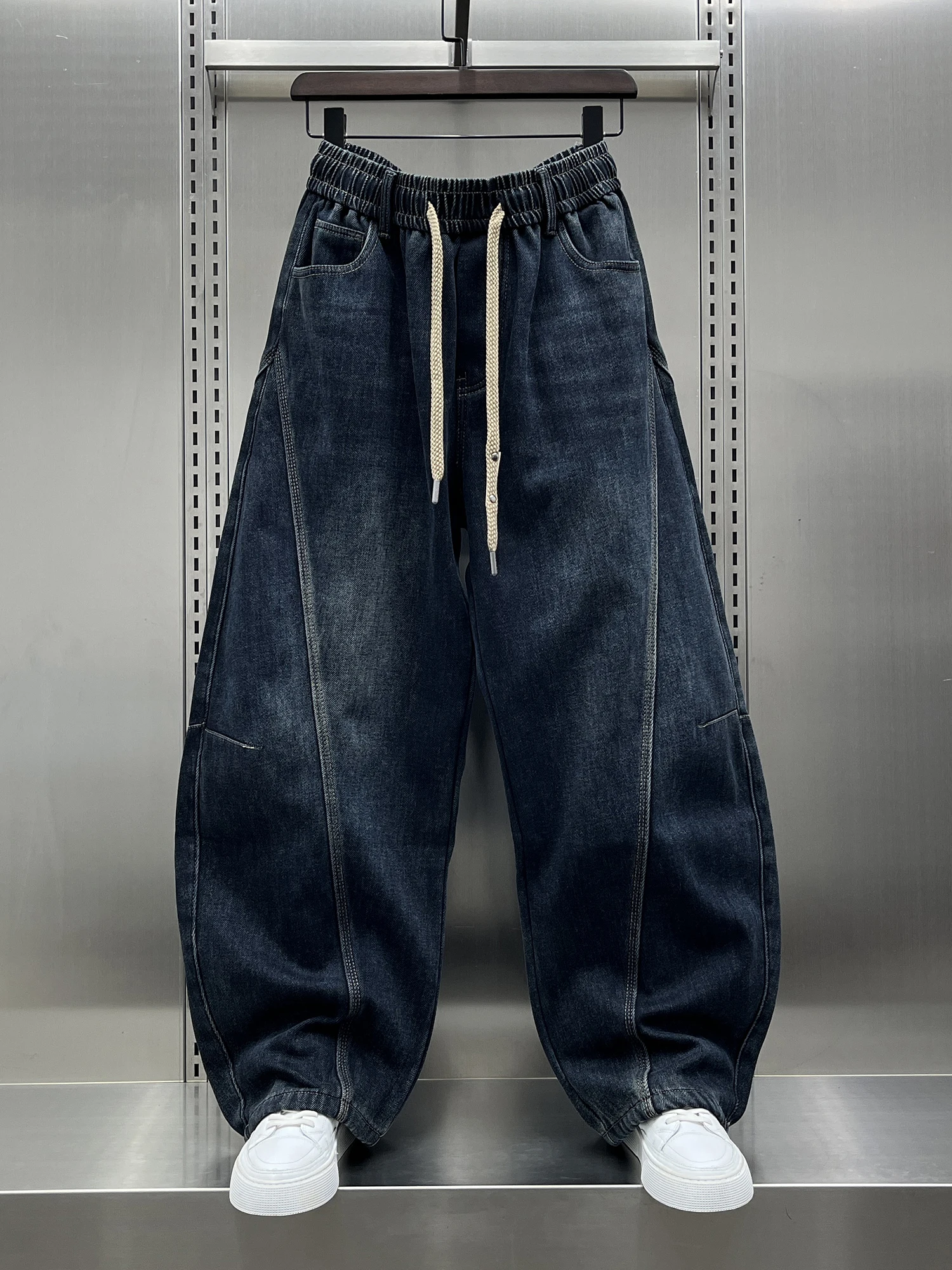 

Мужские зимние джинсы прямого кроя с флисовой подкладкой в стиле ретро-пэчворк, новые, стильные, повседневные, молодежные, трендовые