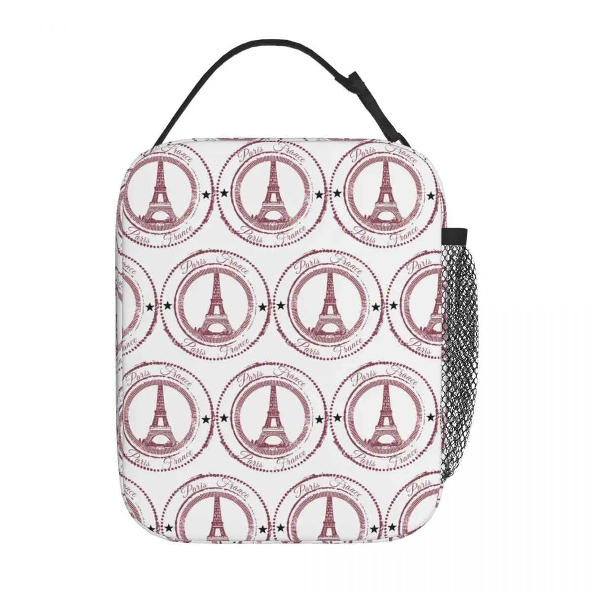 Paris Stamp Lunch Bag For Girls Lunch Box Travel Portable Tote Food Bags Oxford Graphic Design Cooler Bag