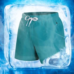 Shorts elásticas casuais masculinos, shorts de corrida, calças curtas esportivas fitness, shorts de praia respiráveis, bermudas frias, verão