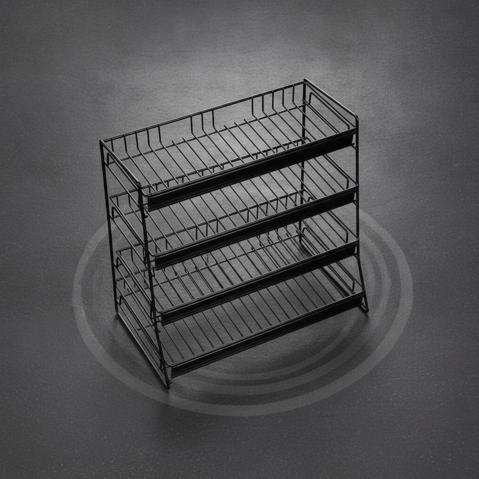 Snack Rack with Slanted Shelves Stepped Wire Display Rack 4-Tier Retail Stand Compact Shelf Vertical for Retailers
