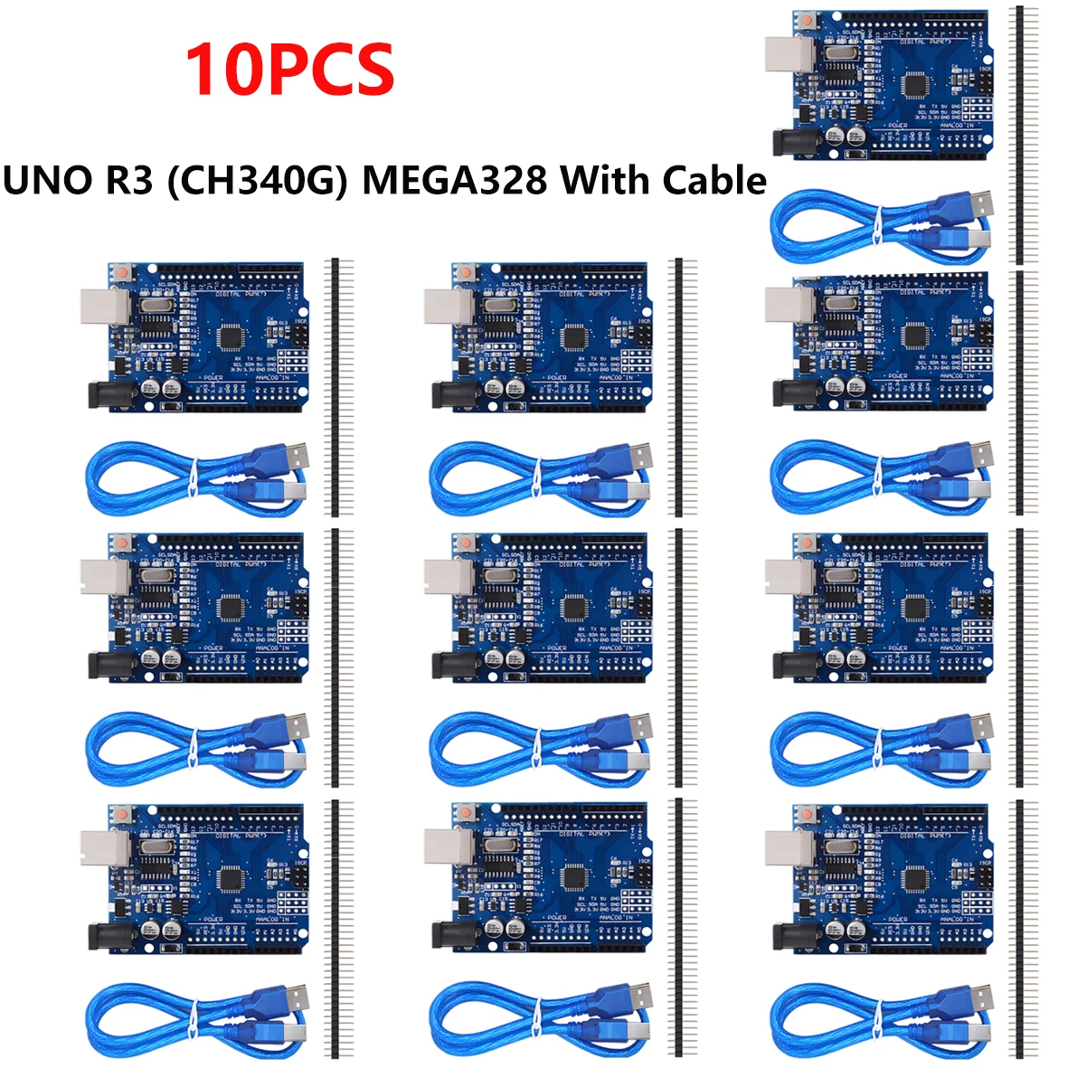 1-10PCS  UNO R3 Official (CH340G) MEGA328P Chip for Arduino UNO R3 + USB/TYPE-C CABLE ATMEGA328P-AU Development Board 16Mhz XCW image 6