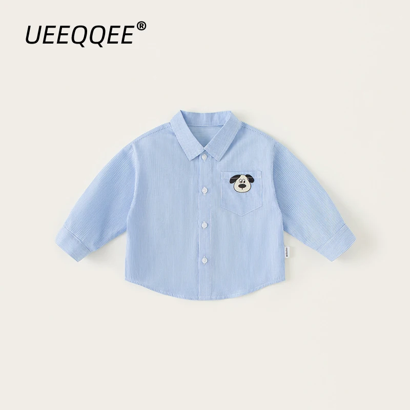 

Spring Autumn Children Shirts 1-10Y Boys Cotton Striped Pocket Long Sleeve Casual Tops Korean Toddler Wear For Kids Clothing New