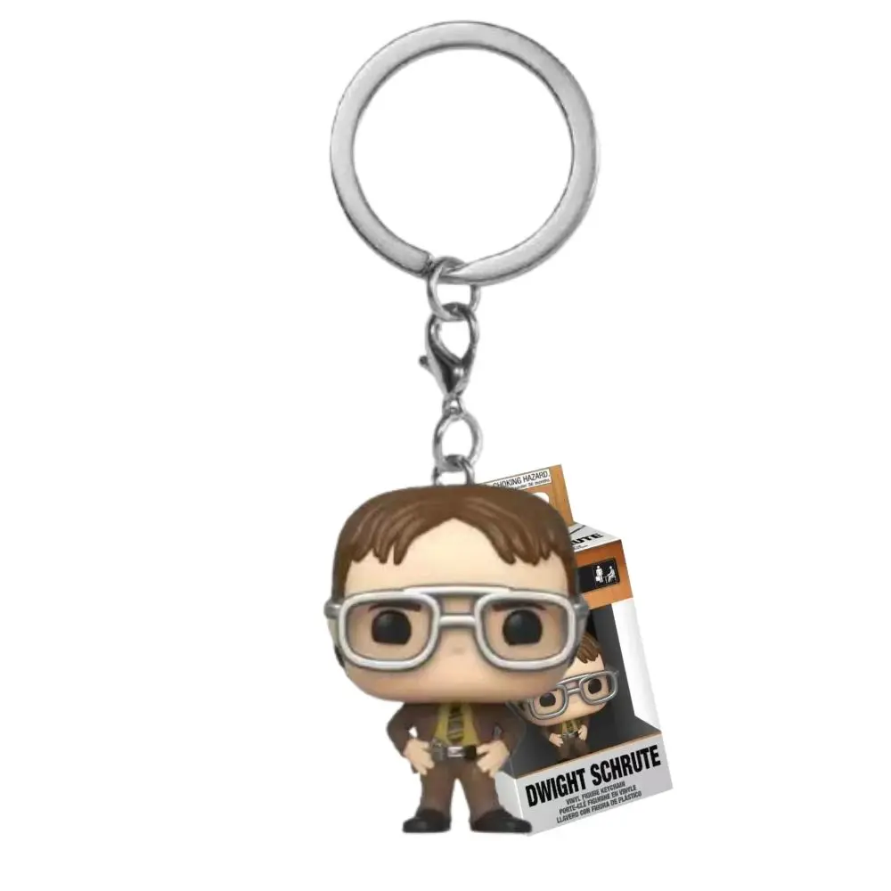 Office Keychain DWIGHT SCHRUTE Darryl Kevin Michael Vinyl Figure Keychain Action Figure Pendants Keyring Toys