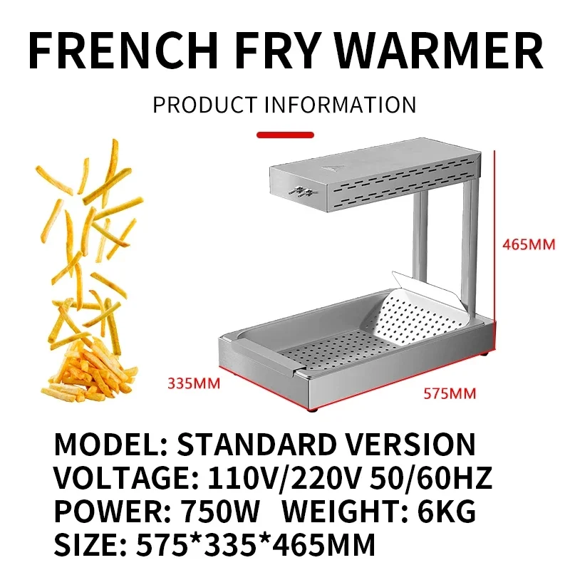 French Fry Warmer Fried Chicken/French Fry Display Case Food Oil Filter Station with Heating Lamp French Fry Workstation