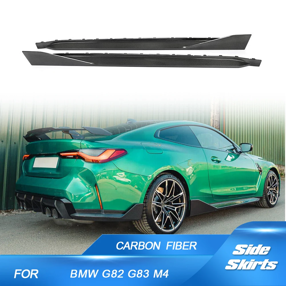 Carbon Fiber Car Side Skirts Apron Spoiler For BMW 4 Series G82 G83 M4 2021 2022 Car Side Door Bumper Skirts Extension Lip