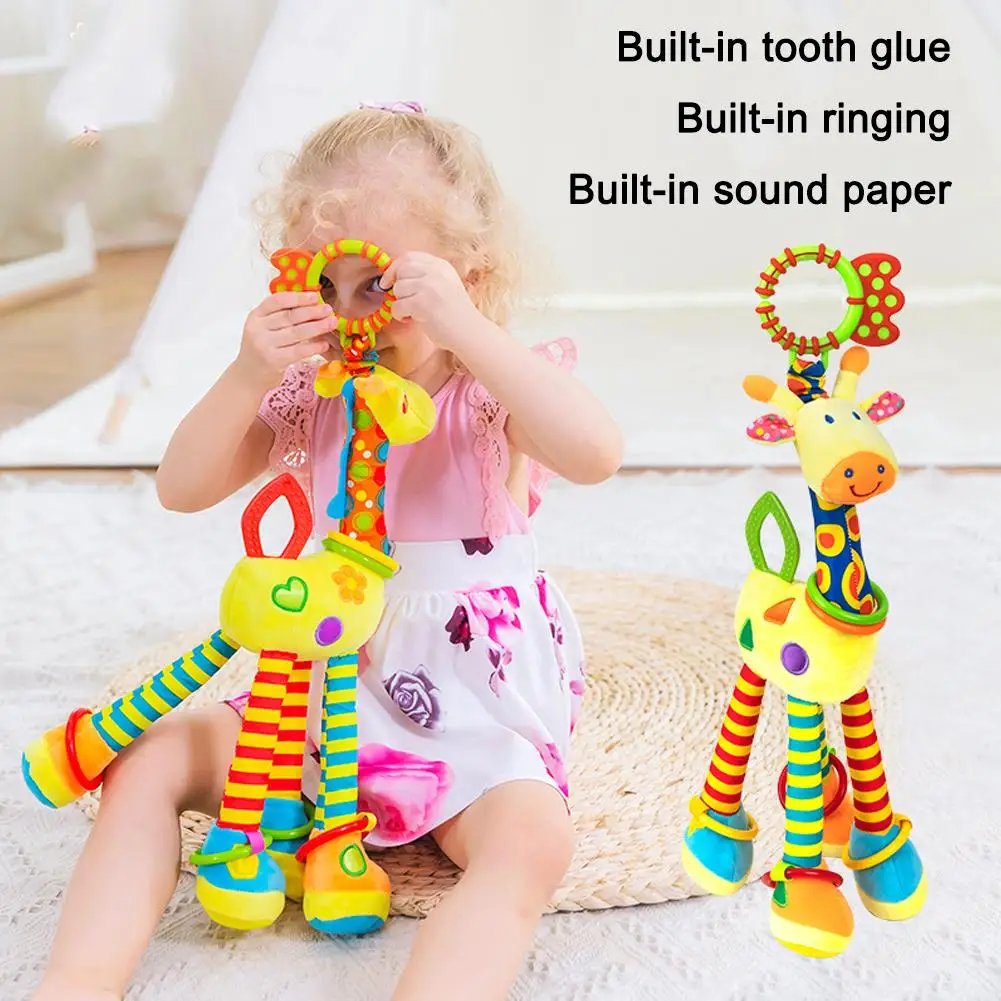 Zachte Giraffe Handbells Rammelaars Pluche Baby Baby Ontwikkeling Handvat Speelgoed Met Bijtring Baby Speelgoed Voor Pasgeboren Geschenken