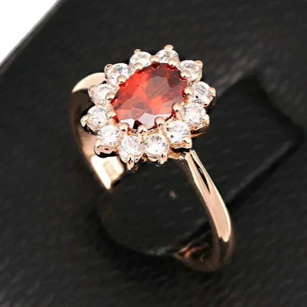 New Luxury Women Trendy Inlaid Crystal Zirconia Ring Blue Red Gemstone Rings Dainty Wedding Accessory Fashion Jewelry Gift