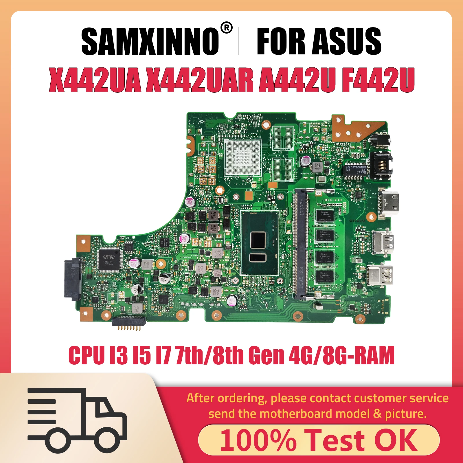 

X442UA Motherboard For Asus X442UQ X442UN A442U X442UF X442UR F442U A480U X442UAR Mainboard i5 CPU 4G RAM