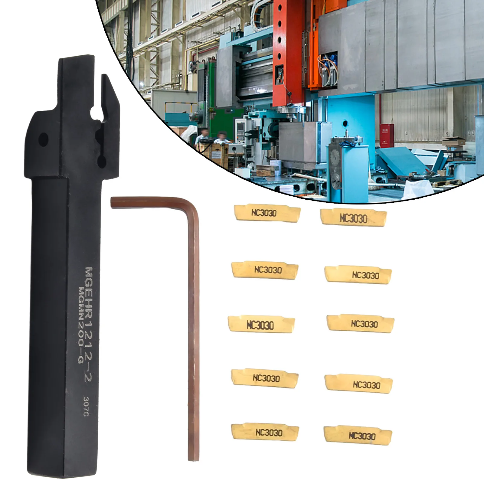 

Lathe 10pcs Blade MGMN200 Turning Tool + MGEHR1212-2 GROOVING CUT-OFF Cemented Carbide Holder 1 Set High Quality