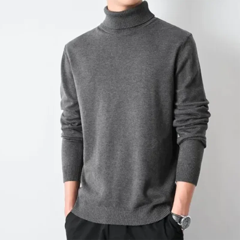 

Мужской вязаный пуловер с длинными рукавами, осенне-зимний теплый классический свитер, легкий верблюжий бордовый свитер