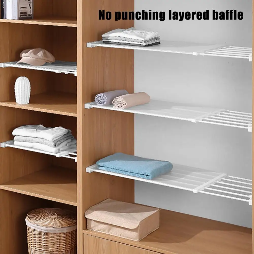 Wardrobe Shelf Organizer Expandable Closet Organizer Shelves Adjustable Metal Storage Dividers High-strength Expandable Shelving