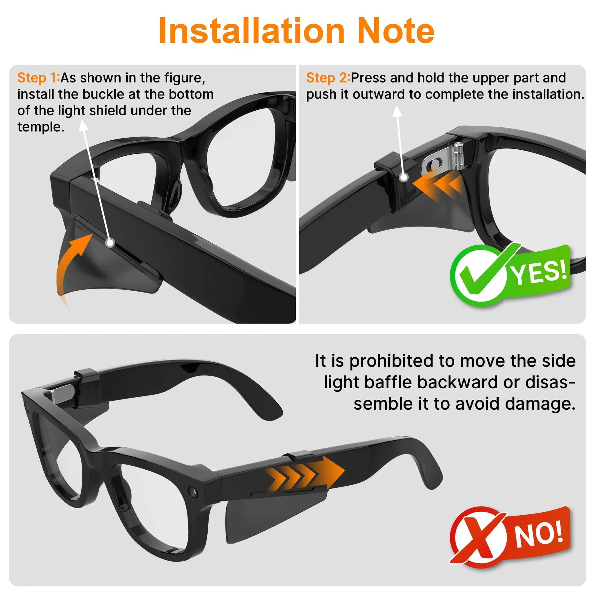 Durable Glasses Side Shields Compatible with Ray-Ban Meta Smart Glasses Accessories Safety Lightweight Clip-on Eye Glasses