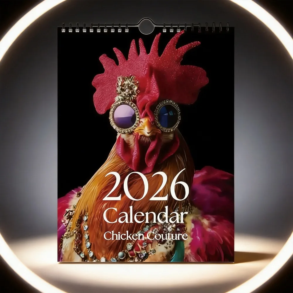 

2026 Funny Hen Wall Calendar Chicken Couture Art with Quotes 12-Month Humorous Home Decor Calendar