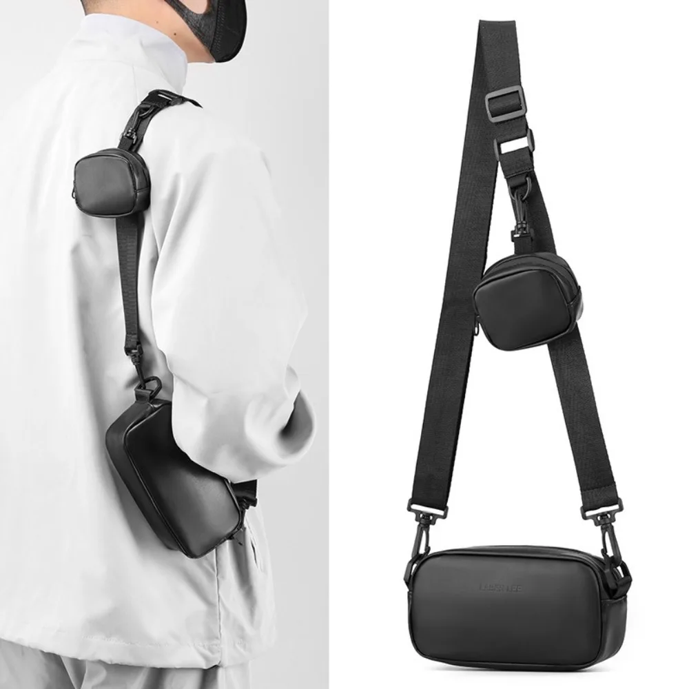 

New Black Mini Crossbody Leather Bag for Men's Personalized Mobile Phone Chest Bag for Women's High-end Single Shoulder Bag