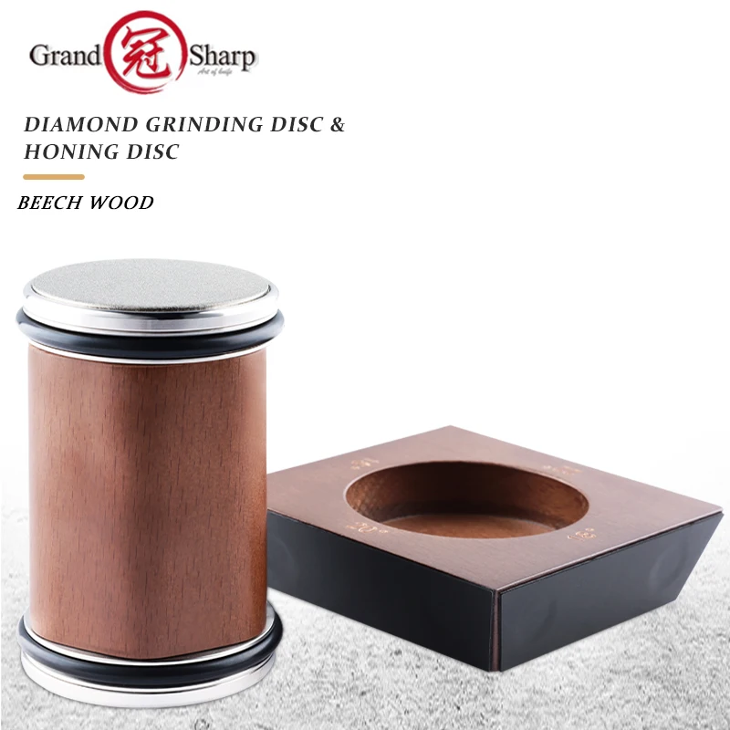 

Grandsharp Rolling Knife Sharpener Diamond grinding disc & beech wood Grit 360#/600# 15/20/18/22 Degree Sharpening Stone