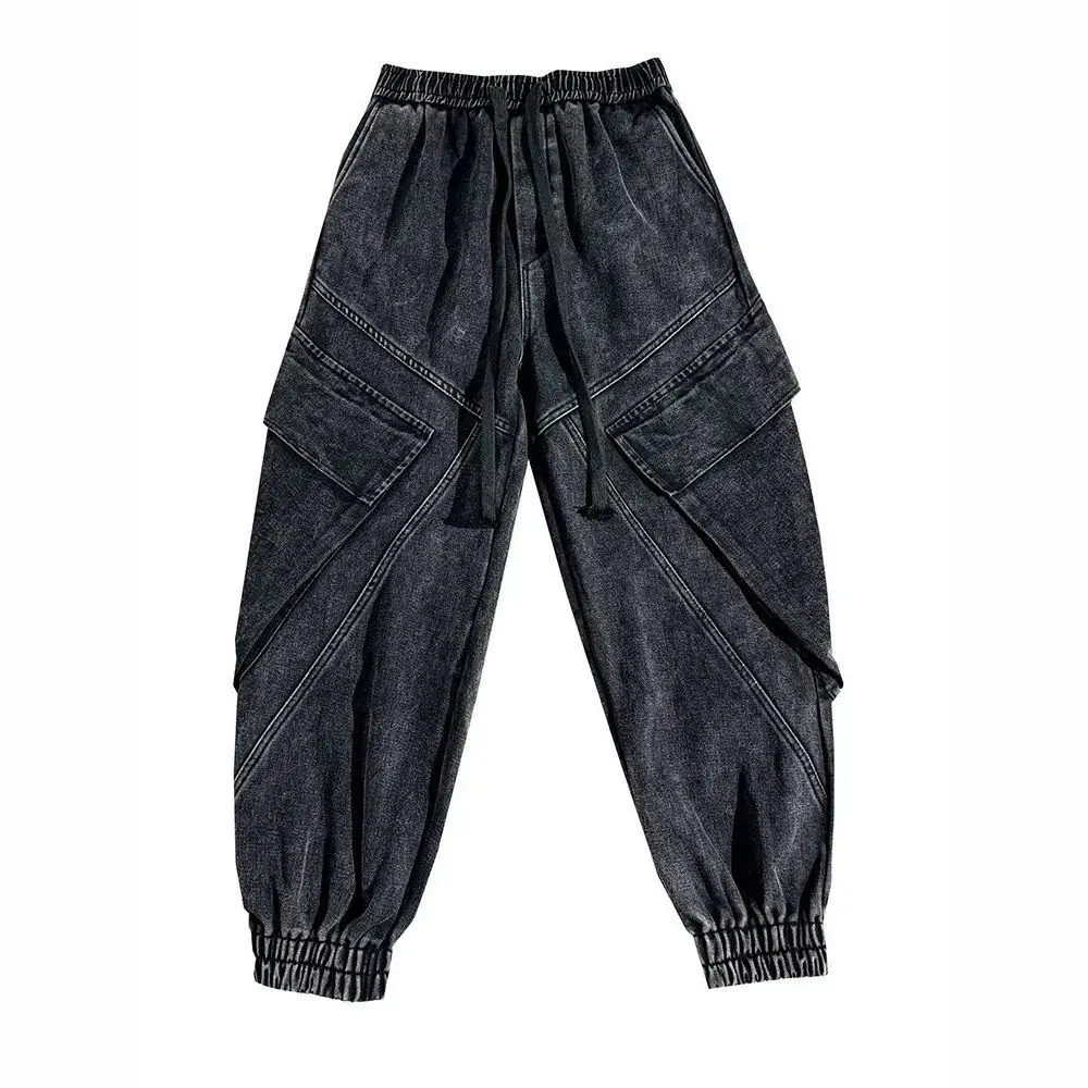 Spring and Autumn Luxury Brand Tooling Jeans Men's Heavy Washed Retro Leg Pants Trendy Brand Loose Casual Leggings Cargo Jeans