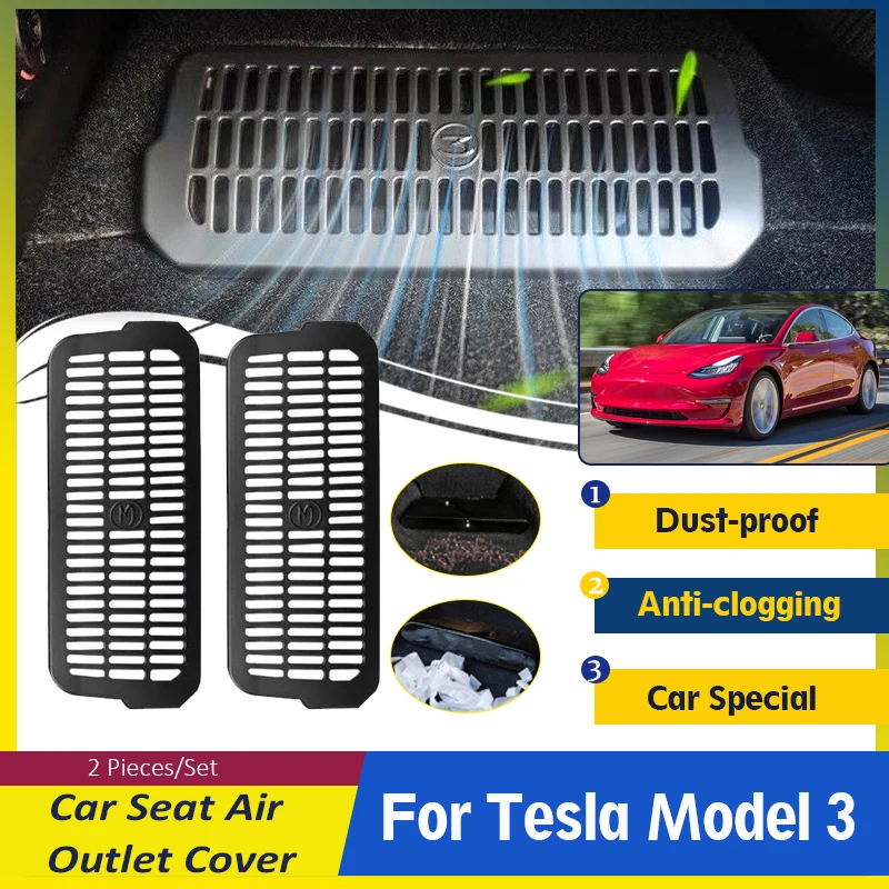 

Fit For Tesla Model 3 All Year Car Air Outlet Cover ABS Under Seat Conditioner Vent Protection Cap Set Auto Interior Accessories