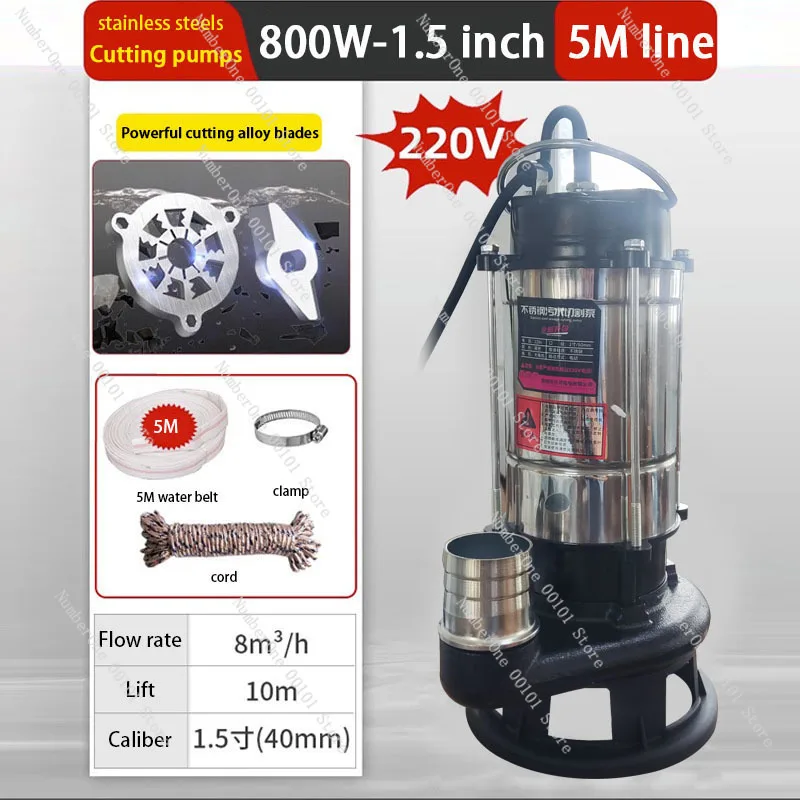 

for 220V Feces Pumping Mud Sewage Cutting Submersible Septic Tank Pump Household Small Sewage Pump Water Transfer Pump